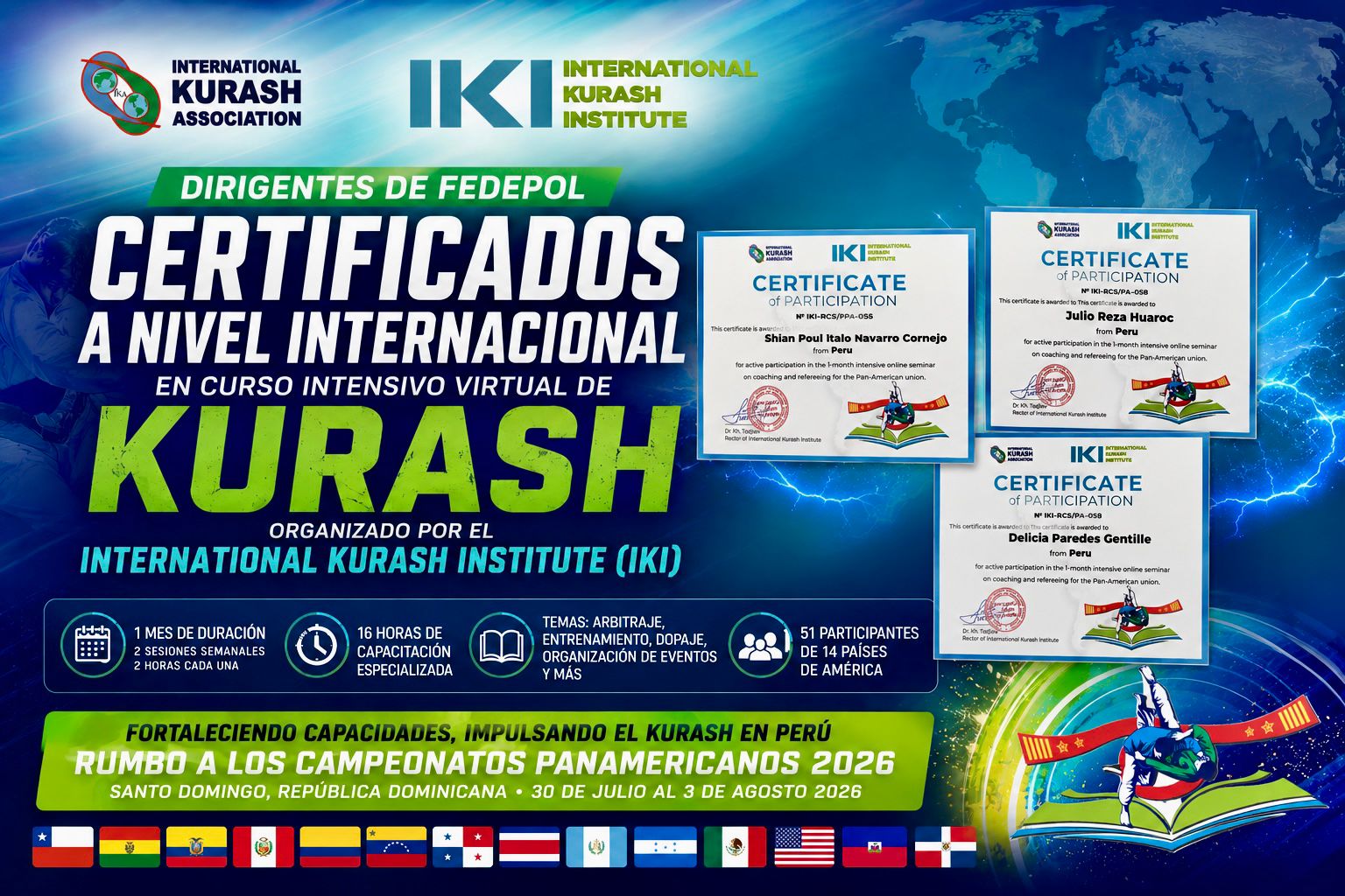 DIRIGENTES DE FEDEPOL OBTIENEN CERTIFICACIÓN INTERNACIONAL EN CURSO ESPECIALIZADO DE KURASH ORGANIZADO POR EL INTERNATIONAL KURASH INSTITUTE